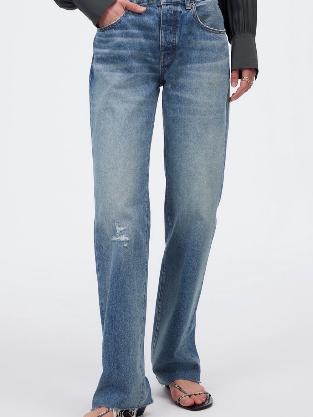 Madewell airy easy the dean Straight-Leg Jeans in Washed Blue